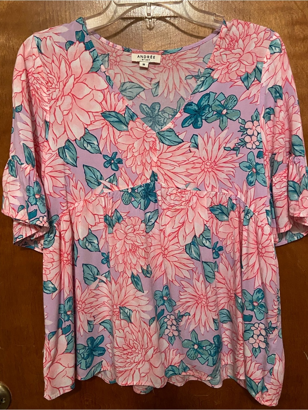 NWOT Pink Floral Babydoll Top